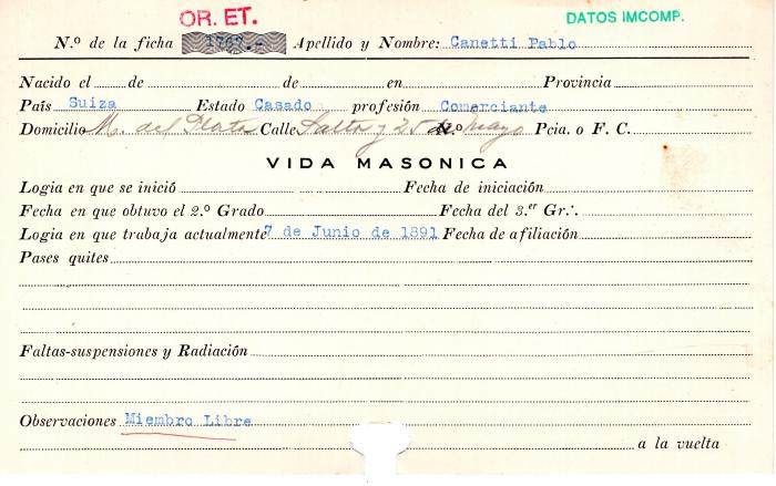 Ficha de miembro de Pablo Canetti.