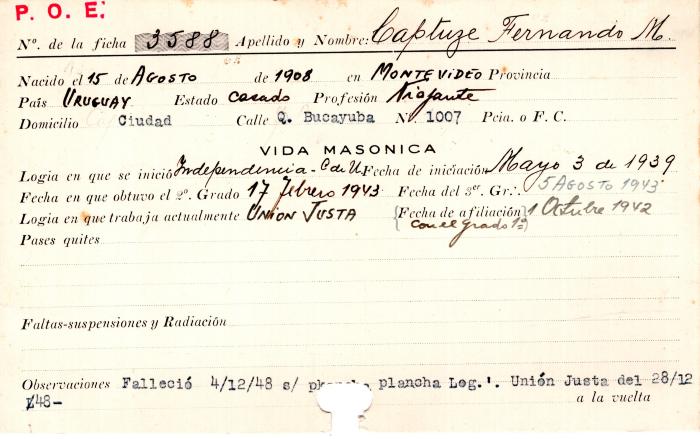 Ficha de miembro de Fernando M. Captuze.