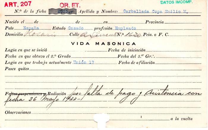 Ficha de miembro de Emilio M. Carballada Copa.