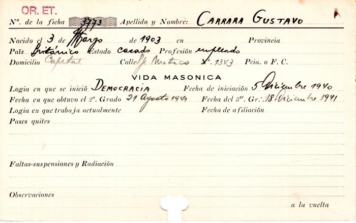 Ficha de miembro de Gustavo Carrara.