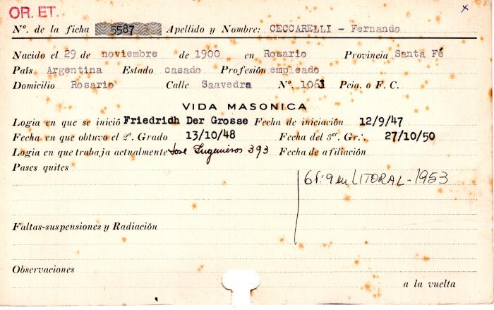 Ficha de miembro de Fernando Ceccarelli.