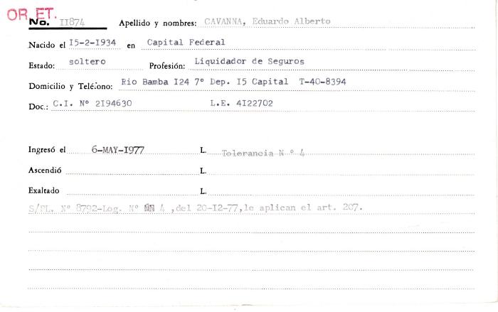 Ficha de miembro de Eduardo Alberto Cavanna.
