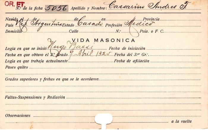 Ficha de miembro de Andrés F. Cassarino.
