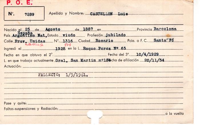 Ficha de miembro de Luis Castellon.