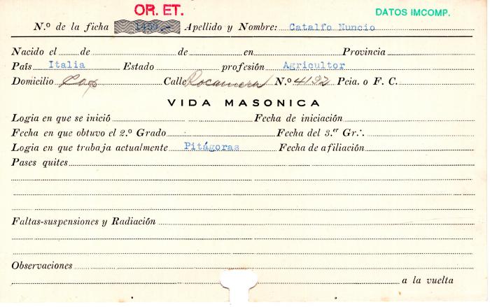 Ficha de miembro de Nuncio Catalfo.