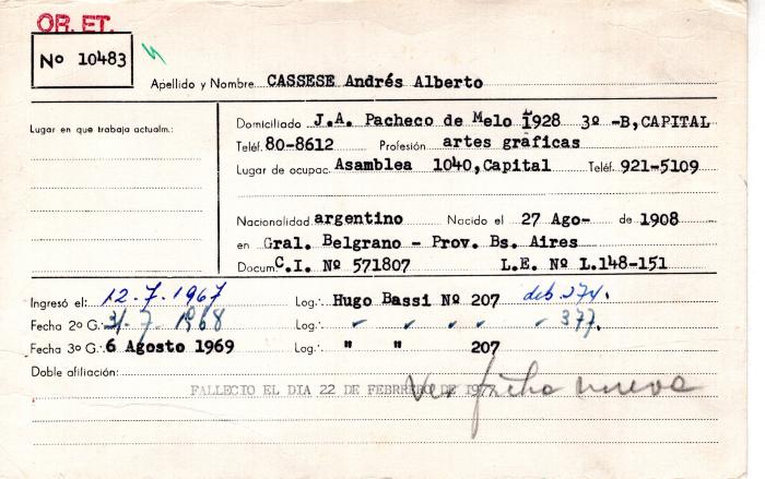 Ficha de miembro de Andrés Alberto Cassese.