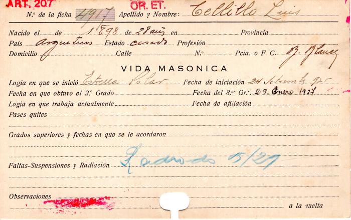 Ficha de miembro de Luis Cellillo.