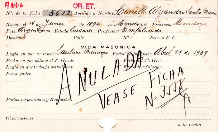 Ficha de miembro de Alejandro Santa María Conill.