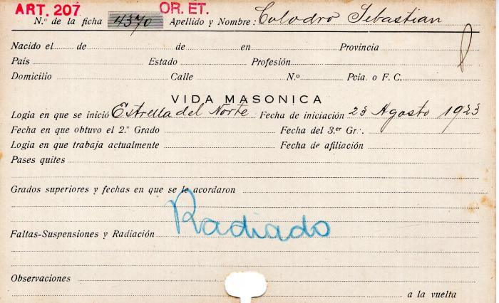 Ficha de miembro de Sebastián Calodro.