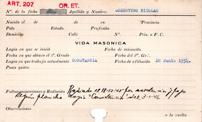 Ficha de miembro de Nicolás Cosentino.