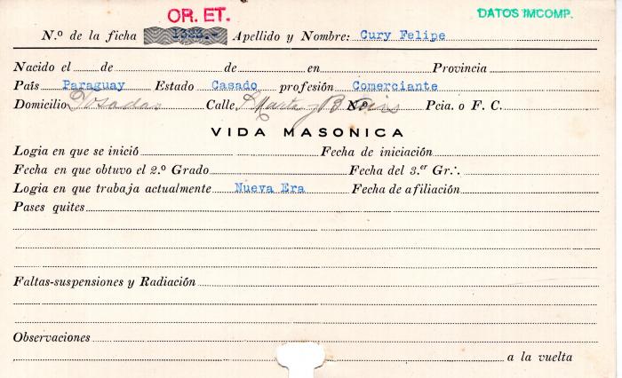Ficha de miembro de Felipe Cury.