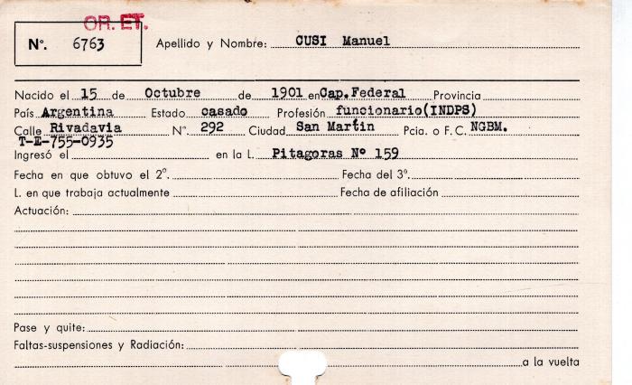 Ficha de miembro de Manuel Cusi.