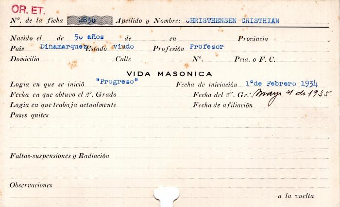 Ficha de miembro de Cristhian Christhensen.