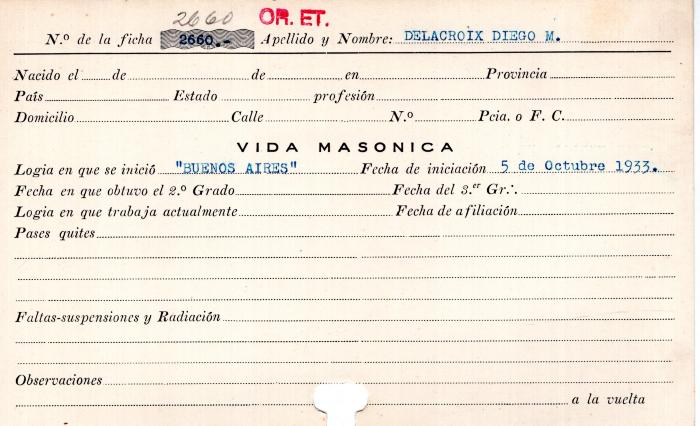 Ficha de miembro de Diego M. Delacroix .