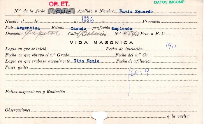 Ficha de miembro de Eduardo Davis.