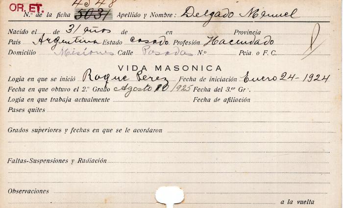 Ficha de miembro de Manuel Delgado.