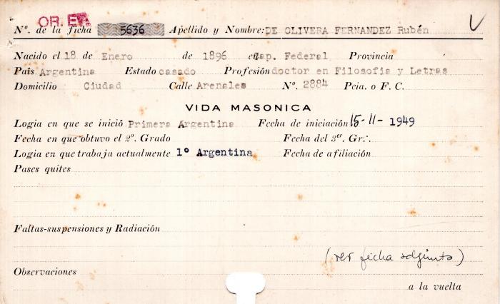 Ficha de miembro de Rubén De Olivera Fernandez.