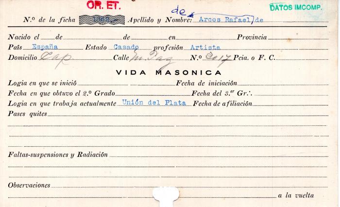 Ficha de miembro de Rafael De Arcos.