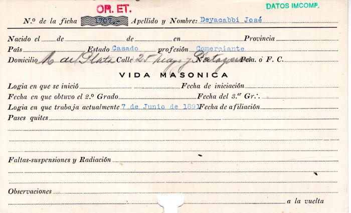 Ficha de miembro de José Deyacabbi.