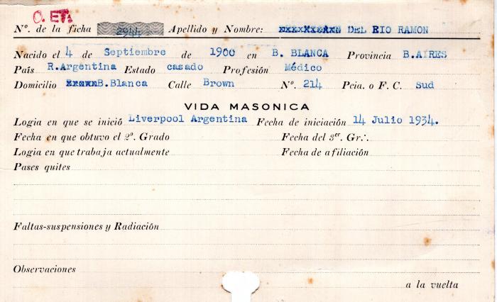 Ficha de miembro de Ramón Del Rio.