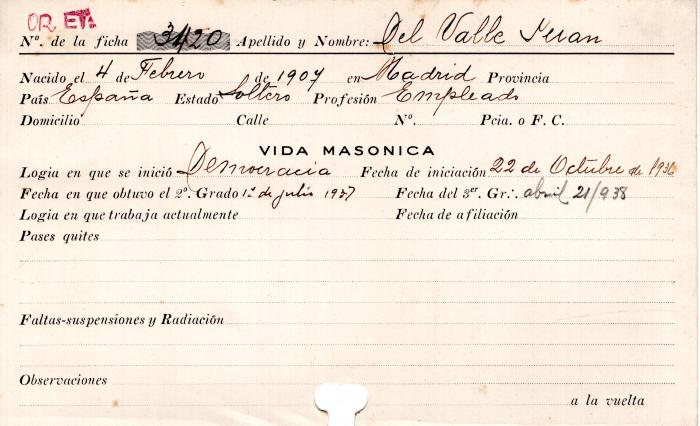 Ficha de miembro de Juan Del Valle.