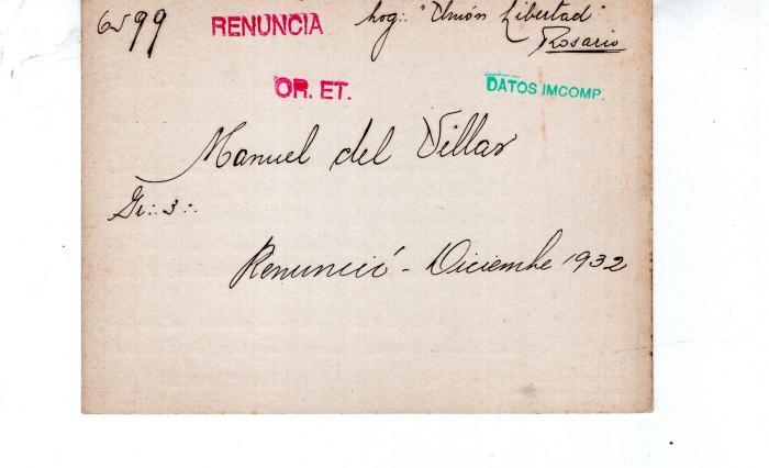 Ficha de miembro de Manuel Del Villas.