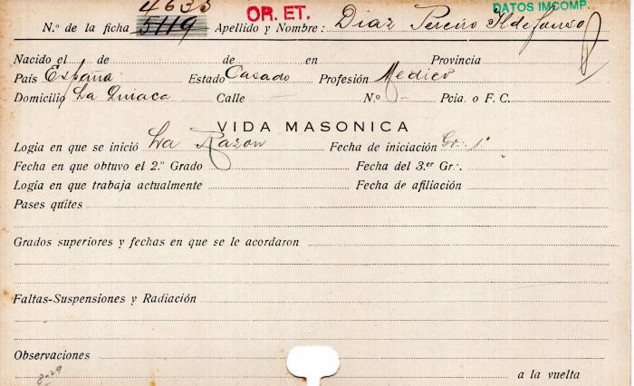Ficha de miembro de Ildefonso Díaz Pereiro.