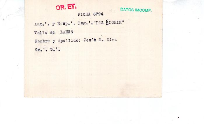 Ficha de miembro de Jesús M. Diaz.
