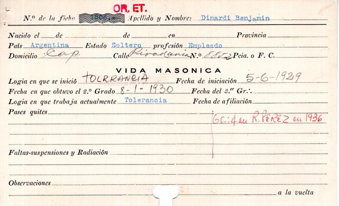 Ficha de miembro de Benjamín Dinardi.