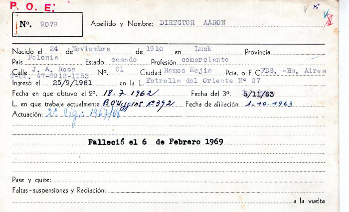 Ficha de miembro de Aaron Director.