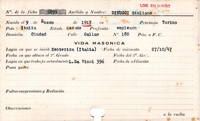Ficha de miembro de Giuliano Dinucci.