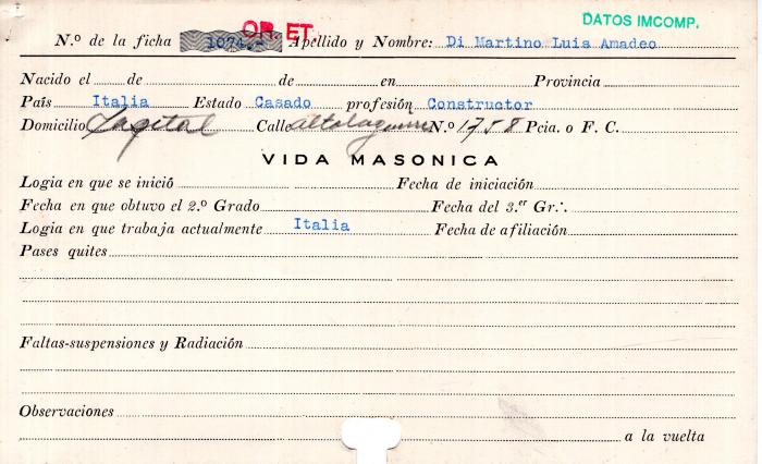 Ficha de miembro de Luis Amadeo Di Martino.