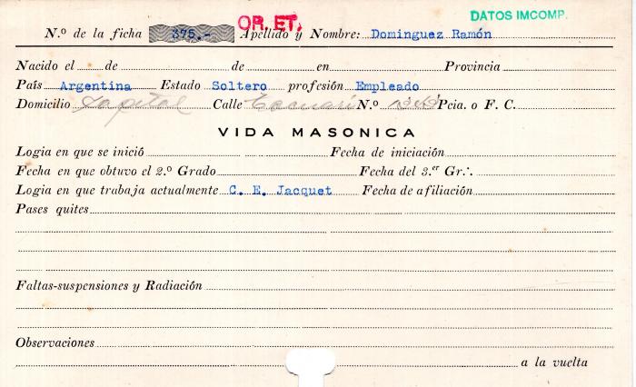 Ficha de miembro de Ramón Dominguez.
