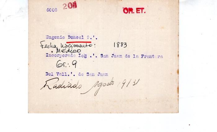 Ficha de miembro de Eugenio Doncel.