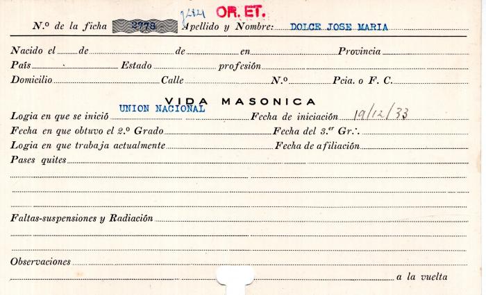 Ficha de miembro de José María Dolce.