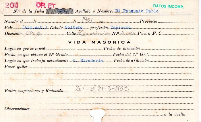 Ficha de miembro de Pablo Di Pasquale.