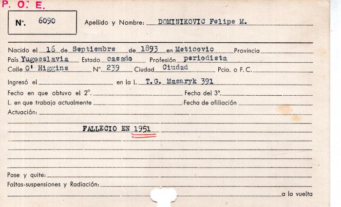 Ficha de miembro de Felipe M. Dominikovic.