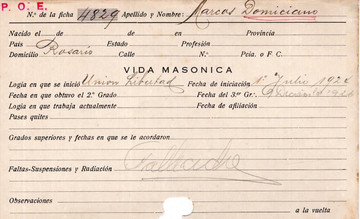 Ficha de miembro de Marcos Domiciano.