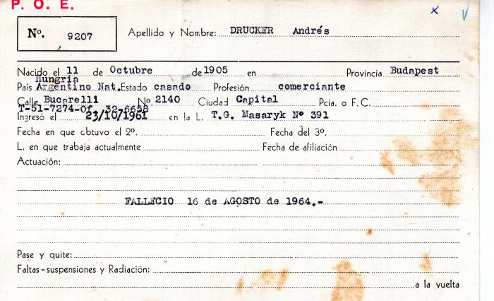 Ficha de miembro de Andrés Drucker.