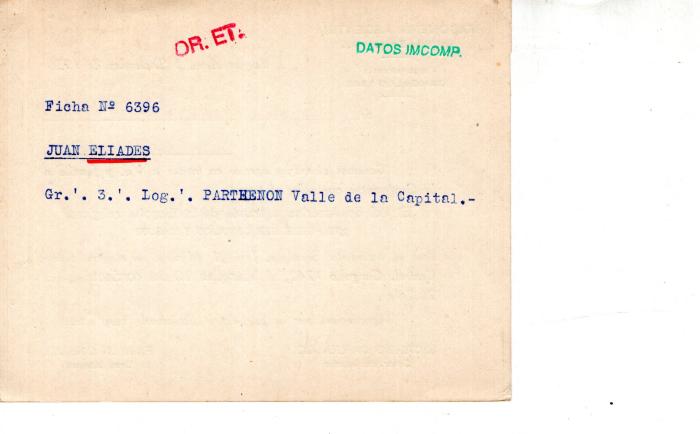 Ficha de miembro de Juan Eliades.
