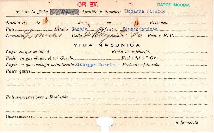 Ficha de miembro de Ricardo Echague.