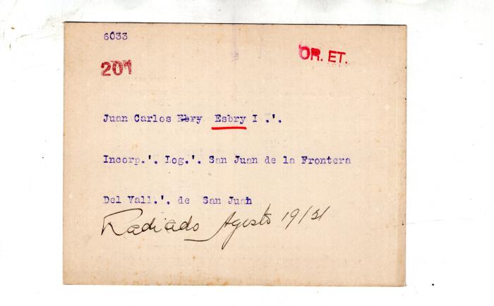 Ficha de miembro de Juan Carlos Esbry.