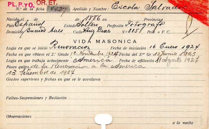 Ficha de miembro de Salvador Escola.