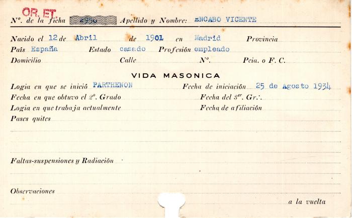 Ficha de miembro de Vicente Encabo.