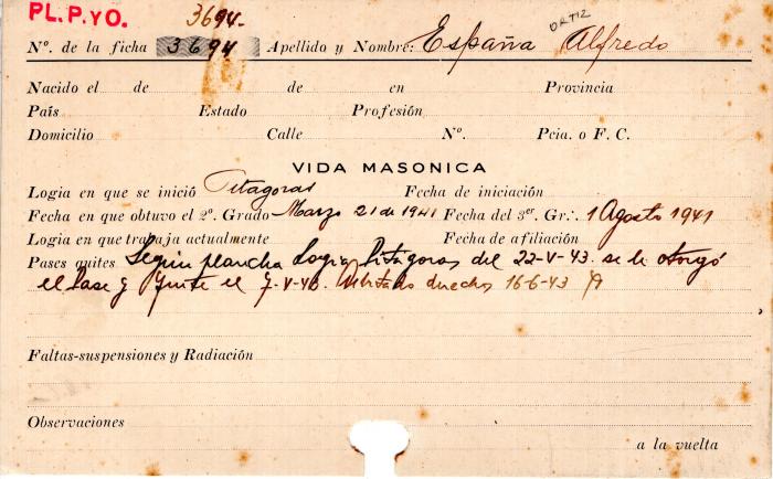 Ficha de miembro de Alfredo España Ortiz.