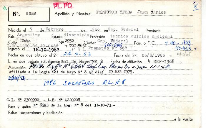 Ficha de miembro de Juan Carlos Espector Yebra.