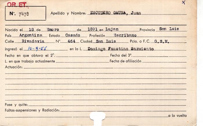 Ficha de miembro de Juan Escudero Gauna.