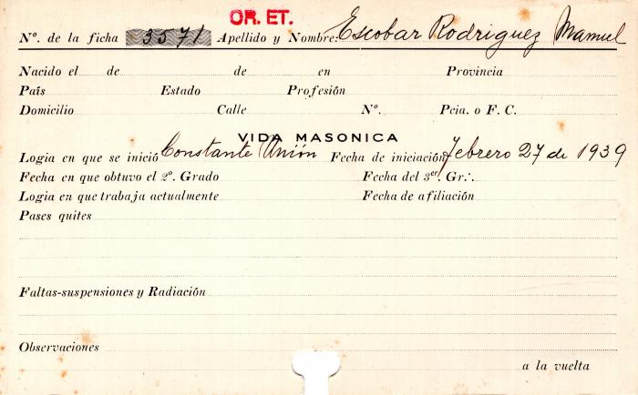Ficha de miembro de Manuel Escobar Rodríguez.