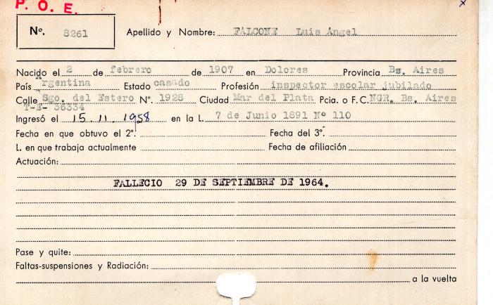 Ficha de miembro de Luis Angel Falcone.