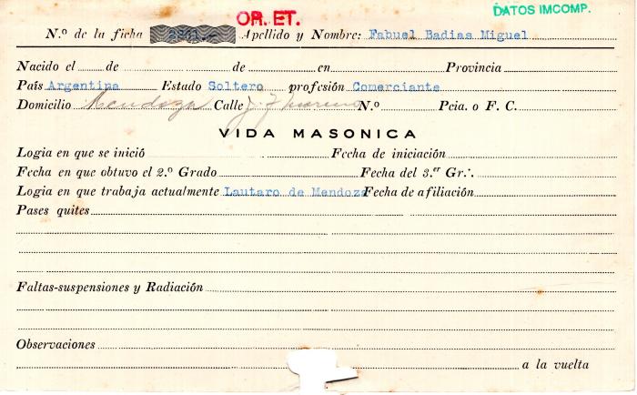 Ficha de miembro de Miguel Fabuel Badias.